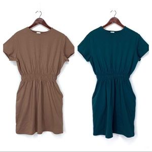 Bundle Of 2 A New Day Short Sleeve Sweatshirt Dresses Off Brown & Teal Size XS